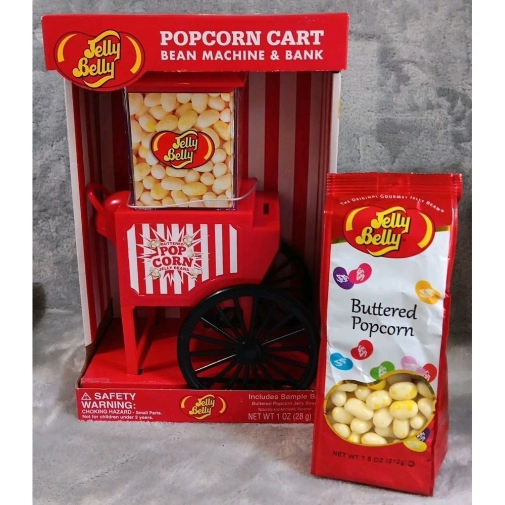 Jelly Belly Buttered Popcorn‎ Cart Bean Machine Bank Includes Jelly Beans READ